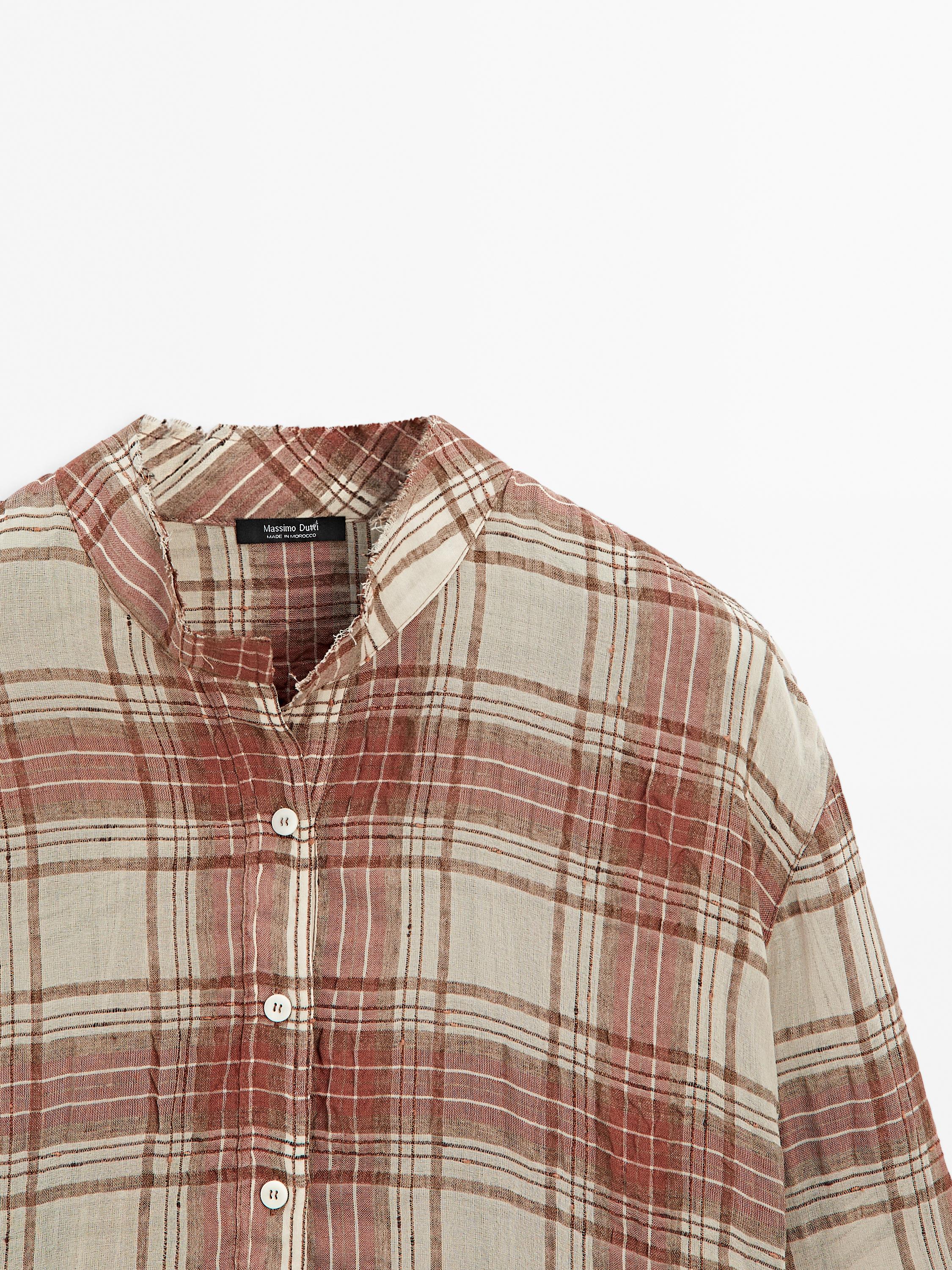 Chemisier oversize col mao à carreaux